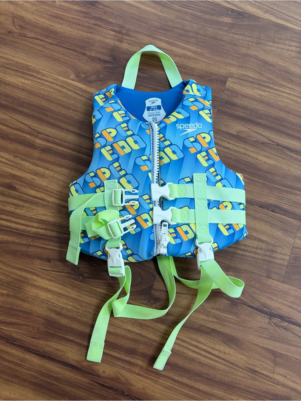 Speedo Kids Blue & Lime Green Swim Vest with Safety Straps